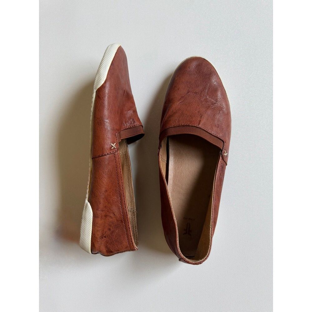 Frye Women's Cognac/Brown Melanie Slip-On Leather Sneakers Size 9.5